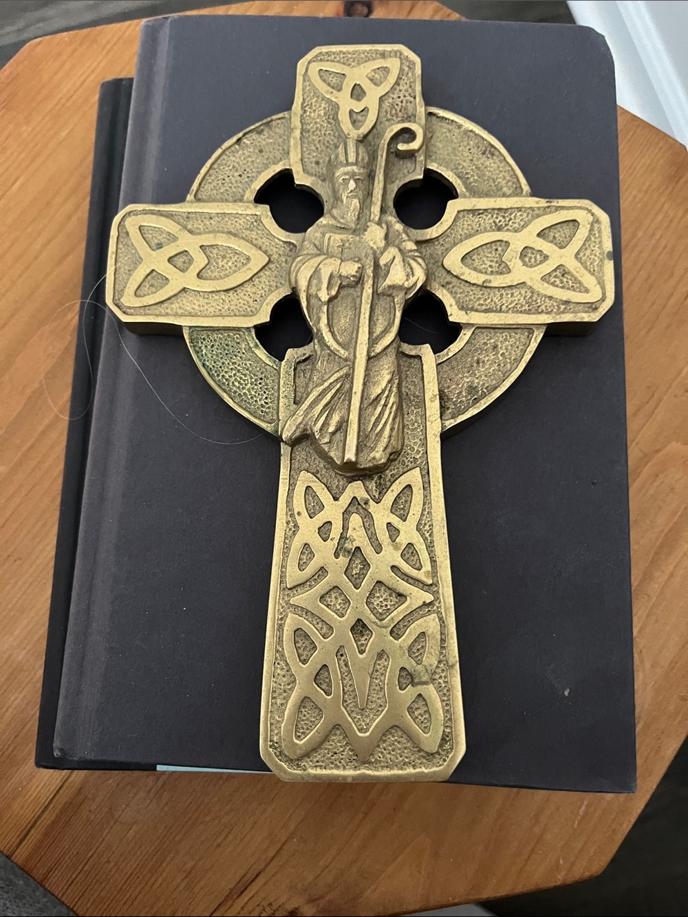 Celtic Cross Vintage Sand Cast Brass Wall Hanging St Patrick 7.75" Irish Heavy